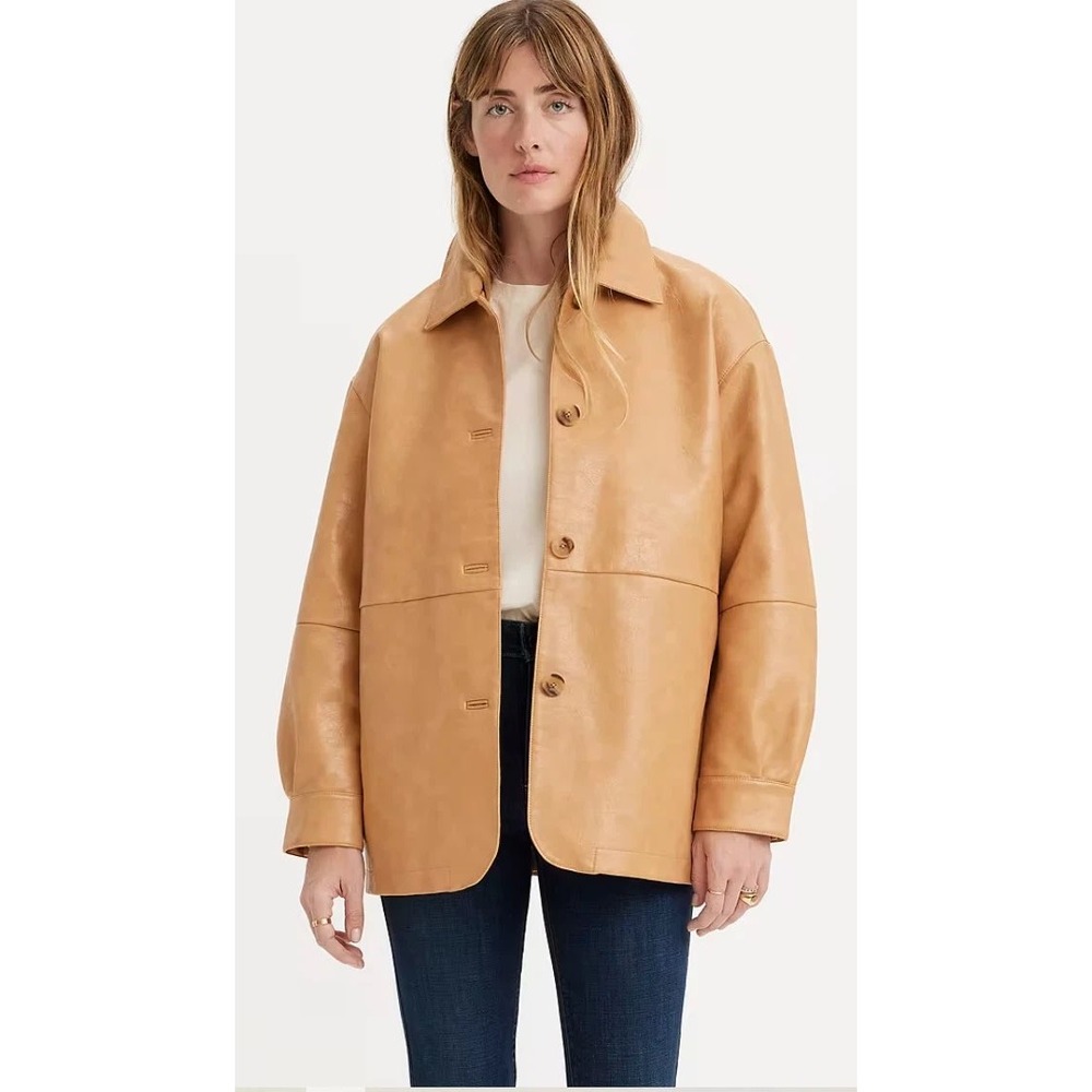 Levi Strauss & Co Faux Leather Western Jacket Tan Oversized Bloke Core Large